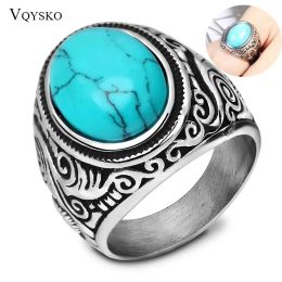 Bands Wholesale Retro Jewellery Titanium Steel Inlaid Black Onyx Ring Gift Men Domineering Rings Party Jewellry Accessory Drop Shipping