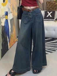 Women's Jeans Womens Oversized Vintage High Waist Street Loose Wide Leg Denim Pants Fashion Korean Casual Solid Straight Trousers