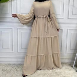 Ethnic Clothing Comfortable Chiffon Dress For Women Muslim Abaya Casual Zipper Solid Party Holiday Long Sleeve Islamic Vestidos