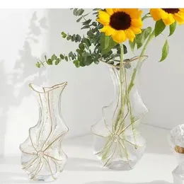 Vases Creative Crafts Glass Vase Transparent Hydroponic Flower Pots Desk Decoration Artificial Decorative Floral Arrangement