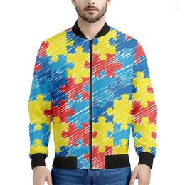 Men's Jackets Colorful Game Block Puzzle Jacket For Men Kids 3d Printed Sweatshirts Street Long Sleeves Tops Oversized Zipper Coats