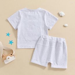 Clothing Sets Kids Summer Outfit Short Sleeve Crew Neck Embroidery Letters T-shirt With Shorts 4th Of July For Girls Boys