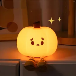 Night Lights Halloween Pumpkin Cute Soft Silicone Safe Lamp Decorations Timing Dimmable Bedside Decor Kids Baby Gifts