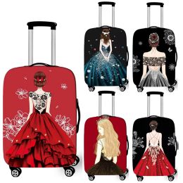 Accessories elegent ladies print luggage protective cover women travel baggage trolley case covers elastic suitcase covers for travelling