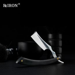 Blades RIRON HighEnd Straight Edge Razor Beard Shaving Razor Man Black Folding Shaving Knife Stainless Steel Razors For Men