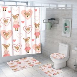 Shower Curtains Cute Cartoon Animals Waterproof Curtain 3D Print Bath Mat Set Toilet Rugs Carpets Mildewproof Elephant