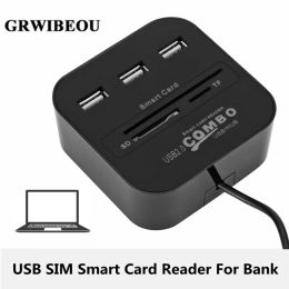 Hubs GRWIBEOU USB SIM Smart Card Reader For Bank Card IC/ID EMV SD TF 3USB HUB MMC USBCCID ISO 7816 CACDNIEATM IC SIMSDTF