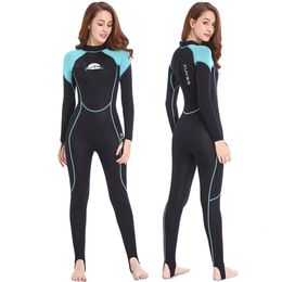 Womens 2mm Neoprene Wet Suits Full Body Wetsuit for Diving Snorkelling Surfing Swimming Canoeing in Cold Water Back Zipper Strap 240409