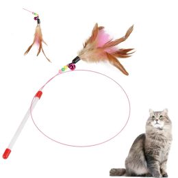 Toys 110Pc Interactive Cat Feather Toy Accessories Pet Supply Wand Kitten Cat Teaser Feather Toys with Bell Interactive Stick Toy