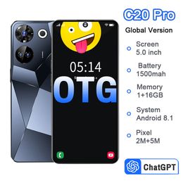 5 polegadas C20 PRO 3G CellPhone MTK6580M Quadcore 1 GB RAM 16 GB ROM 2M Câmera primária de 5mp Câmera traseira dupla nano sim mobilephone show 5g 16gb ram 1tb ROM