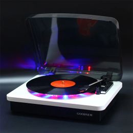 Turntables Turntable 33/45/78 Rpm with Bluetooth Colour Led Lighting Wood Gramophone RCA R/L 3.5mm Output