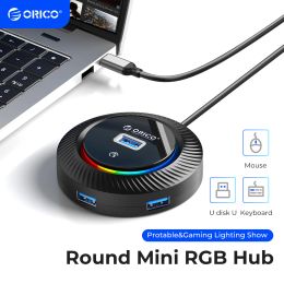 Hubs ORICO RGB USB 3.0 HUB With Type C Power Port 5Gbps High Speed Multi Splitter OTG Adapter For PC Computer Accessories Macbook Pro