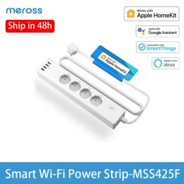 Control Meross Smart WiFi Power Strip Surge Protector MSS425F 4AC+4USB Port Work With Homekit Google Assistant Alexa SmartThings EU/US