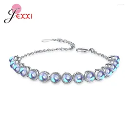 Link Bracelets Creative Design Personalized Sparkling Moonlight Stone Bracelet Genuine 925 Sterling Silver Needle For Women Girls