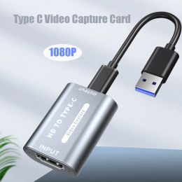 Lens TypeC Video Capture Card HDMICompatible to USB 1080P HD Game Record for PS4/5 Switch Live Streaming Broadcast Camera