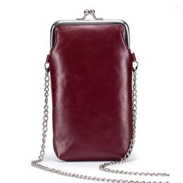 Evening Bags Fashion Women Mini Crossbody Bag & Handbag Clips Phone Pocket Female Clutch Wallet Ladies Small Purse Cow Leather Shoulder
