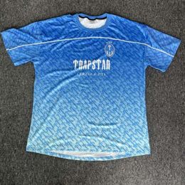 trapstar t shirt jersey American Fashion Label Trapstar 22 Letter Gradient Blue Jersey Loose Fitting Sports Shirt Casual Short Sleeved Summer