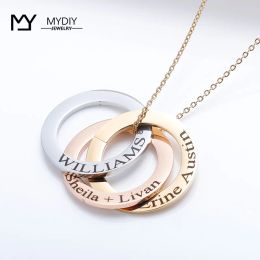 Necklaces Necklace For Women Family Necklace Personalized Gift Linked Circle Necklaces Custom Children Name Eternity Necklace Mother Gift