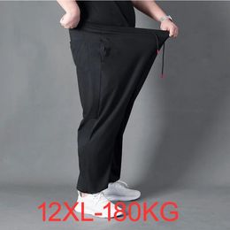 Summer Men Sports Pants Casual Sweatpants Thin Casual Plus Size 11XL 12XL Loose Elasticity Stretch Pants Breathable 240410