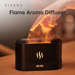 Luftfuktare Vissko aromatisk diffusor 180 ml luftfuktare ultraljud aromaterapi kall dimma generator hushåll eterisk oljeflam ljus diffusor y240422