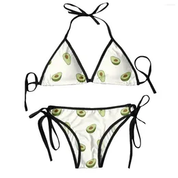 Women's Swimwear Womens Two Piece Vacation Outfits 2024 Bikinis Sets Avocado Pattern