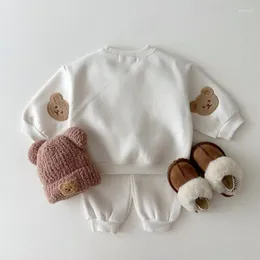 Clothing Sets 2024 Spring Children Long Sleeve Clothes Set Baby Boy Girl Cute Bear Sweatshirt Pants Cotton 2pcs Suit Kids Casual Outfits