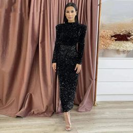 Party Dresses FDHAOLU Sunny Shiny Sequins Mermaid Evening For Women Length High Neck Long Sleeves Formal Prom Wedding Gowns