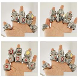 Cluster Rings 8Pcs Ohio State Buckeyes National Champion Championship Ring Set Solid Men Fan Brithday Gift Wholesale Drop Delivery Jew Dhm5Q