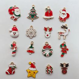 Charms 10pcs Random Mix Christmas Series Enamel Crystal Ball Snowflake Gift Box Xmas Pendant For DIY Handmade Jewelry Accessorie