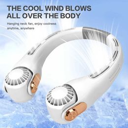 Portable Air Coolers New Portable Mini Pendant Neck Fan with Knife free Neck and Adjustable Fan Angle Air Cooler USB Charging Fan Pendant Neck Fan Y240422