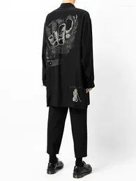 Men's Casual Shirts Thinking Girl Asymmetric Design Shirt Dark Style Unisex YAMAMOTO-Style Mens For Clothing Tops Black