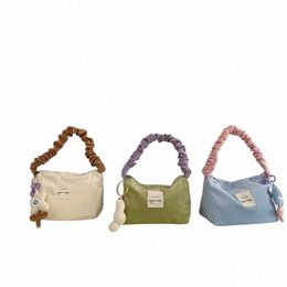 candy Colour Women Little Shoulder Bag Corduroy Handbag Small Tote Lady Underarm Bags Ctrast Fabric Cute Eco Cott Cloth Purse Z0xJ#