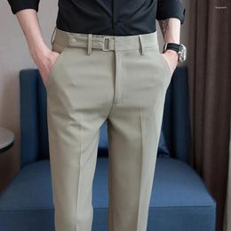 Men's Suits Fall High Quality Business Casual Draped High-waist Trousers Men Stripes Formal Pants Male Office Social Suit 36-29