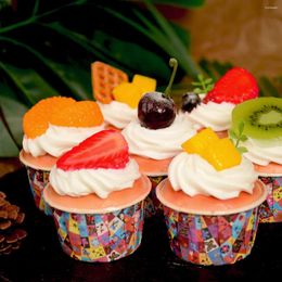 Decorative Flowers Plastic Material Simulation Food Model For Small Paper Cup Cake Fruit Cream Cute Cherry Party Dessert Display Dim