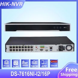 Lens HIK Original 16CH 12MP 16POE NVR DS7616NII2/16P H.265 for IP Camera Support Two Way Audio HikCONNECT Plug & Play 4K NVR