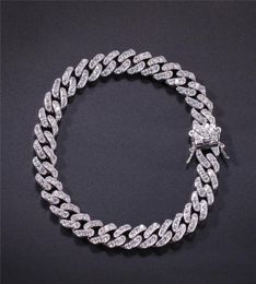 Hip Hop Micro Pave Cubic Zircon Cube Stones Cuban Chain Bracelet Gold Silver Colour 8mm 7inches 8inches7755622