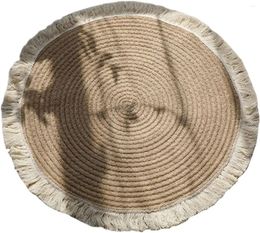 Carpets Jute Indoor Area Rug Tassel Bohemian Coffee Table Circle Throw Floor Mat 80cm