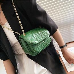 Shoulder Bags Women Green Small PU Leather Crossbody For 2024 Fashion Trendy Lady Luxury Chain Handbags And Purses