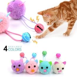 Toys 1Pc Cat Toy Plush Mouse Head Shaped Bell Interactive Toy Funny Colorful Cat Plush Toy