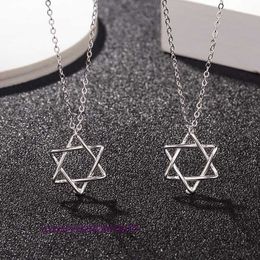 Luxury Tiffenny Designer Brand Pendant Necklaces S925 Sterling Silver Necklace Female Hollow Hexagram Star Short Collar Chain Jewe