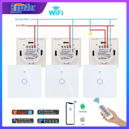 Control Intermediate Stair Switch Wifi Smart Switch Glass Wall Touch Switches Rf433 Remote Control Tuya Alexa Google Home Bingoelec