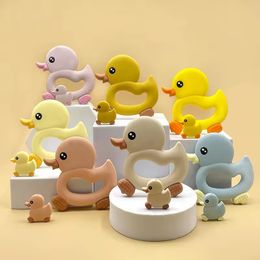 Cute Animal Duck Teether BPA Free Soft Silicone Teething Chewable Nursing DIY Soothers Baby Pacifier Dummy Pendant Toy Accessories