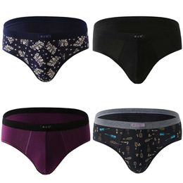 Cotton Men Sexy Underwear Men's Breathable Underpants Comfortable Soft Briefs Print Shorts Cueca Male Panties Big Size W0412 's