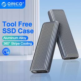 Hubs ORICO Tool Free Aluminium M2 NVMe SSD Enclosure 10Gbps PCIe Type C M.2 SSD Case NVMe M Key Solid State Drive Case Support UASP