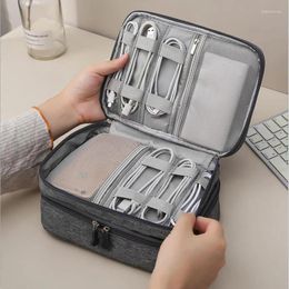 Storage Bags 2 Layers Portable Travel USB Power Bank Earphone Line Mouse Charger Wire Zipper Waterproof Organiser Case Data Cable Bag