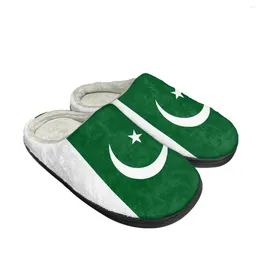 Slippers Pakistani Flag Pattern Woman Men Autumn Winter Round Toe Cotton Slipper Comfortable Wear-Resistant Keep Warm Plush Shoe