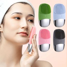 Scrubbers 2in1 Silicone Facial Cleansing Brush Electric Face Cleanser Electric Facial Cleanser Skin Deep Cleansing Washing Massage Brush