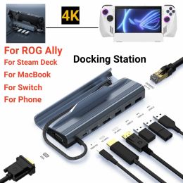 Hubs Docking Station for ROG Ally HDMIcompatible Shunt HUB Extension Type C USB3.0 Dock TV Base Stand for Steam Deck Game Console PC