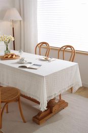 Table Cloth Cotton Hollowed Out White Embroidered Coffee Tablecloth