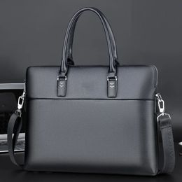 High Quality Men Briefcases Bag For 14 inch Laptop Business Travel Bags Handbags Leather Office Shoulder Man 240418